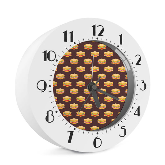 Brown Sandwiches Pattern Print Alarm Clock