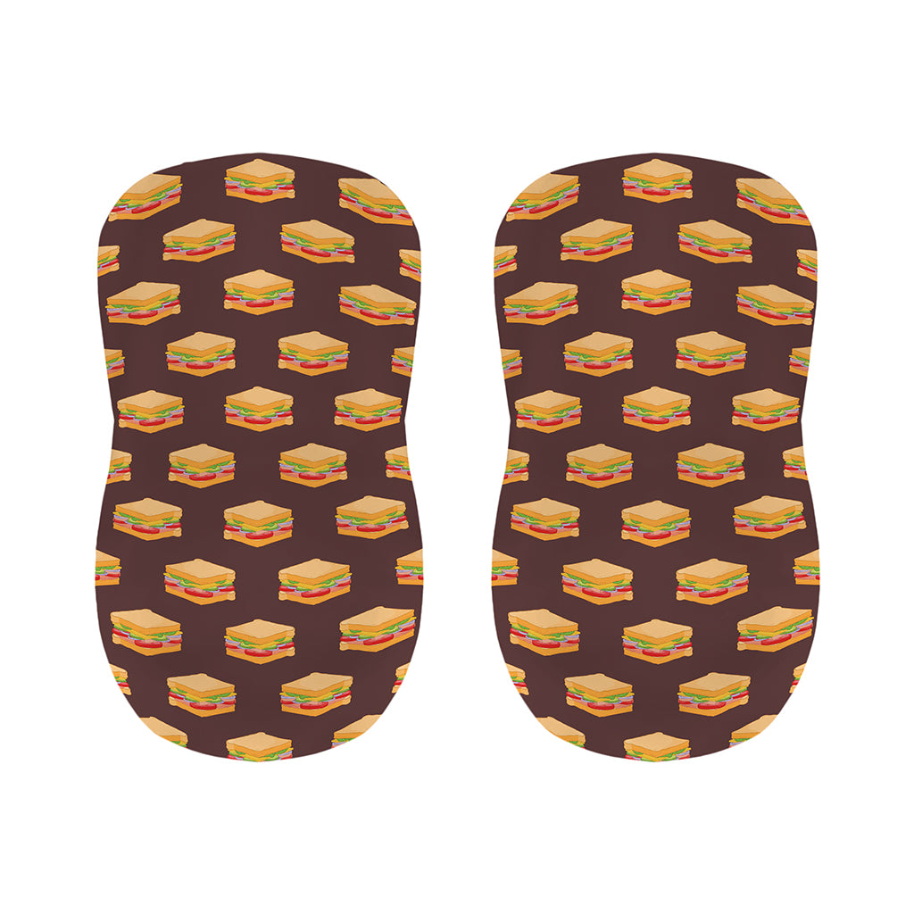 Brown Sandwiches Pattern Print Bar Stool Covers