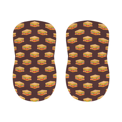 Brown Sandwiches Pattern Print Bar Stool Covers