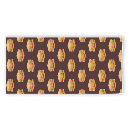 Brown Sandwiches Pattern Print Beach Towel