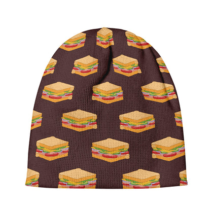 Brown Sandwiches Pattern Print Beanie
