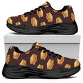 Brown Sandwiches Pattern Print Black Chunky Shoes
