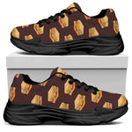 Brown Sandwiches Pattern Print Black Chunky Shoes