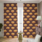 Brown Sandwiches Pattern Print Blackout Pencil Pleat Curtains