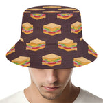 Brown Sandwiches Pattern Print Bucket Hat