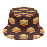 Brown Sandwiches Pattern Print Bucket Hat