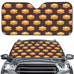Brown Sandwiches Pattern Print Car Windshield Sun Shade