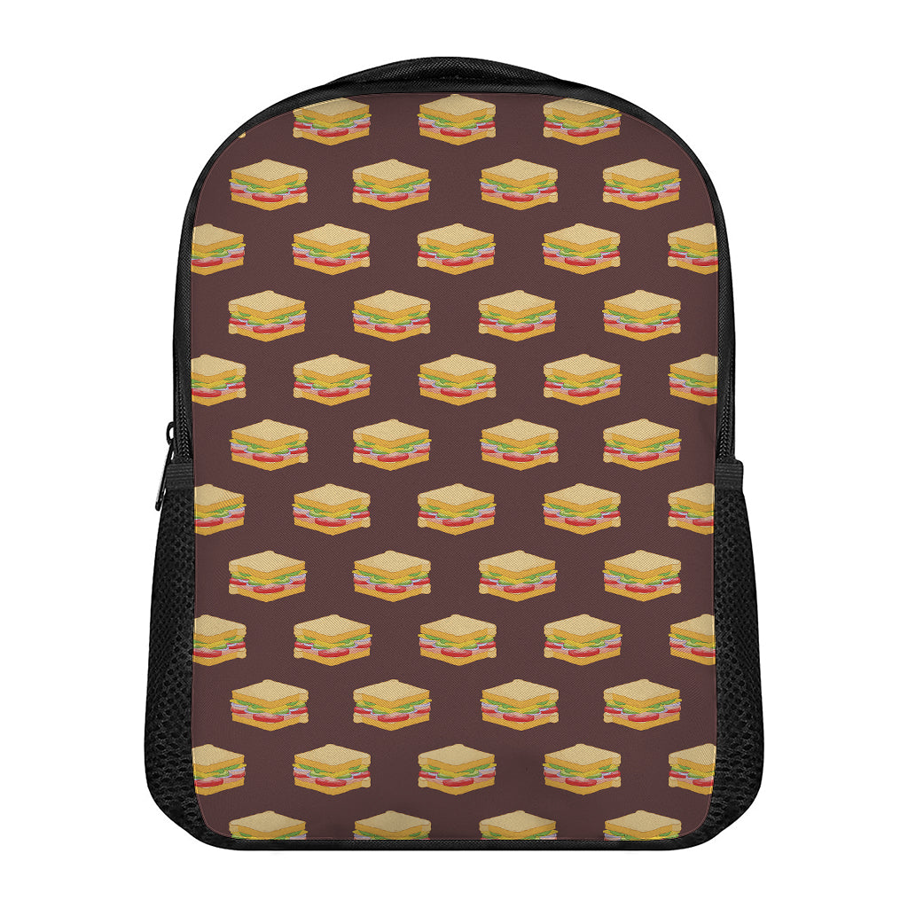 Brown Sandwiches Pattern Print Casual Backpack