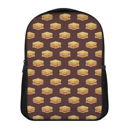 Brown Sandwiches Pattern Print Casual Backpack