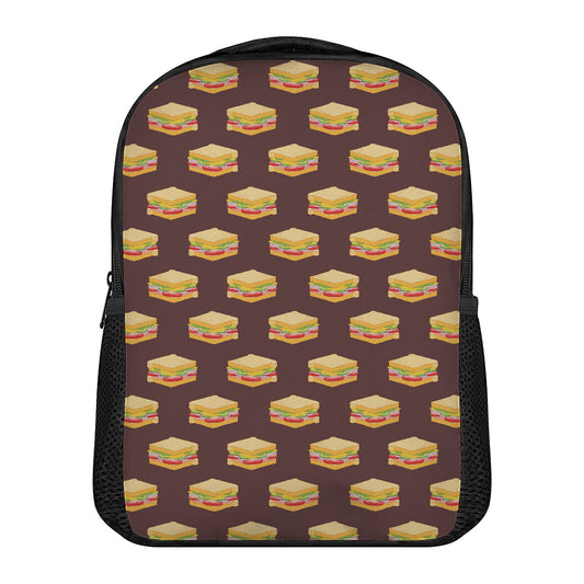 Brown Sandwiches Pattern Print Casual Backpack