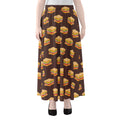 Brown Sandwiches Pattern Print Chiffon Maxi Skirt