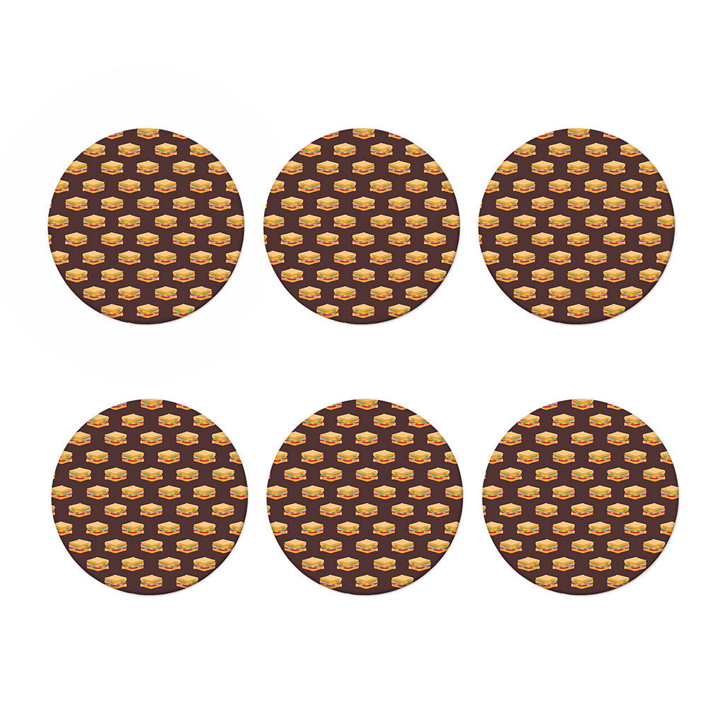 Brown Sandwiches Pattern Print Coaster Set