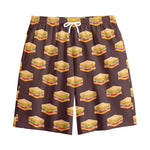 Brown Sandwiches Pattern Print Cotton Shorts