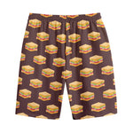 Brown Sandwiches Pattern Print Cotton Shorts