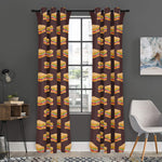Brown Sandwiches Pattern Print Curtain