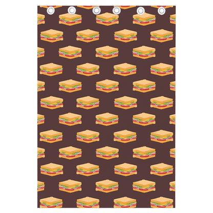 Brown Sandwiches Pattern Print Curtain