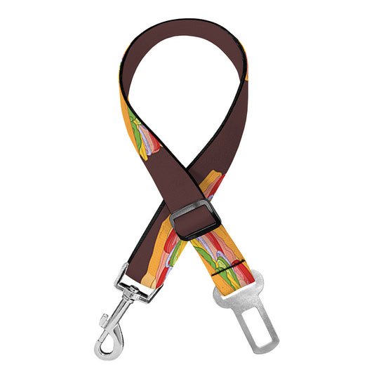 Brown Sandwiches Pattern Print Dog Seat Belt