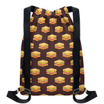 Brown Sandwiches Pattern Print Drawstring Backpack