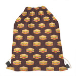 Brown Sandwiches Pattern Print Drawstring Bag