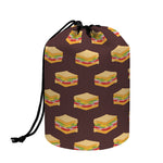 Brown Sandwiches Pattern Print Drawstring Makeup Bag