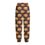 Brown Sandwiches Pattern Print Fleece Lined Knit Pants