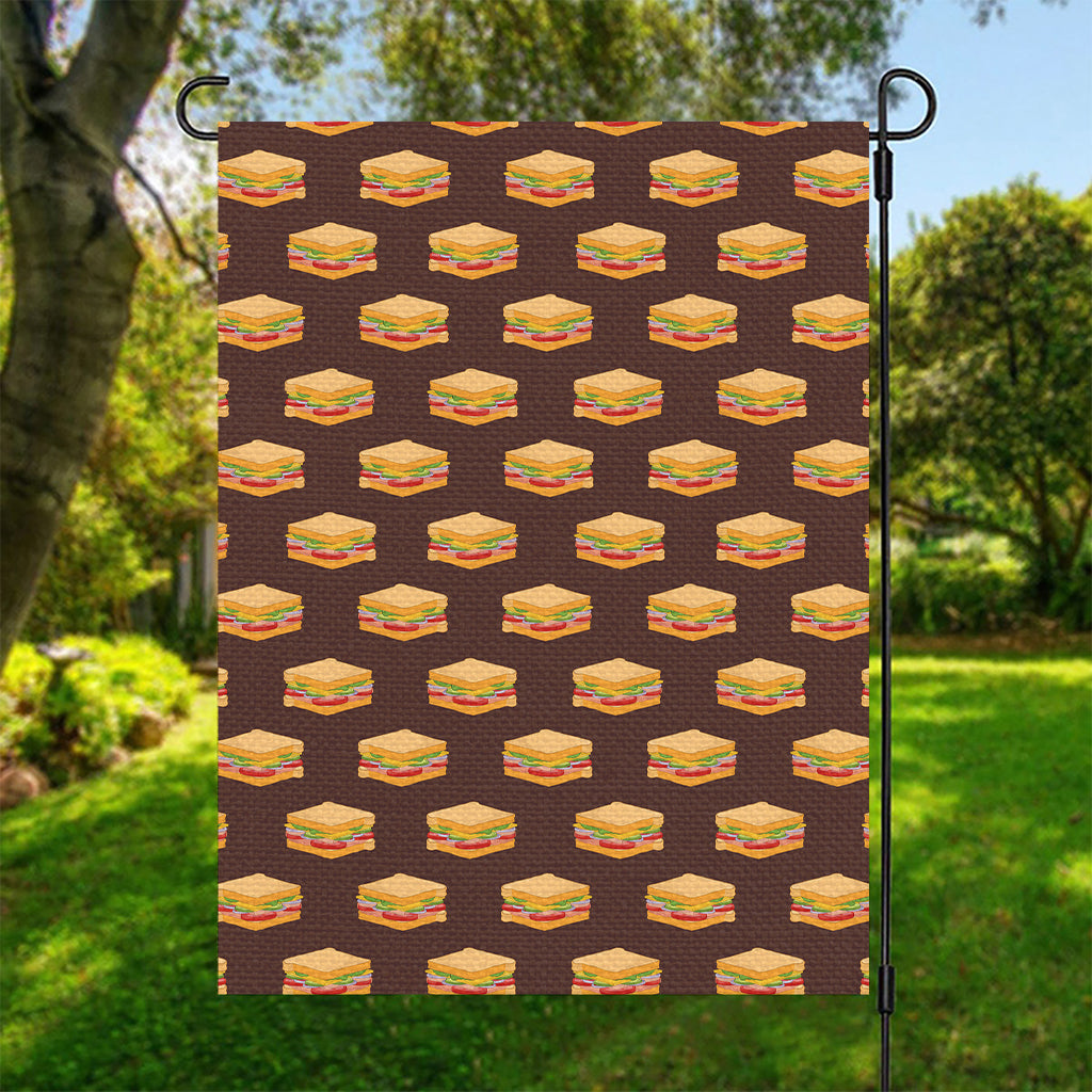 Brown Sandwiches Pattern Print Garden Flag