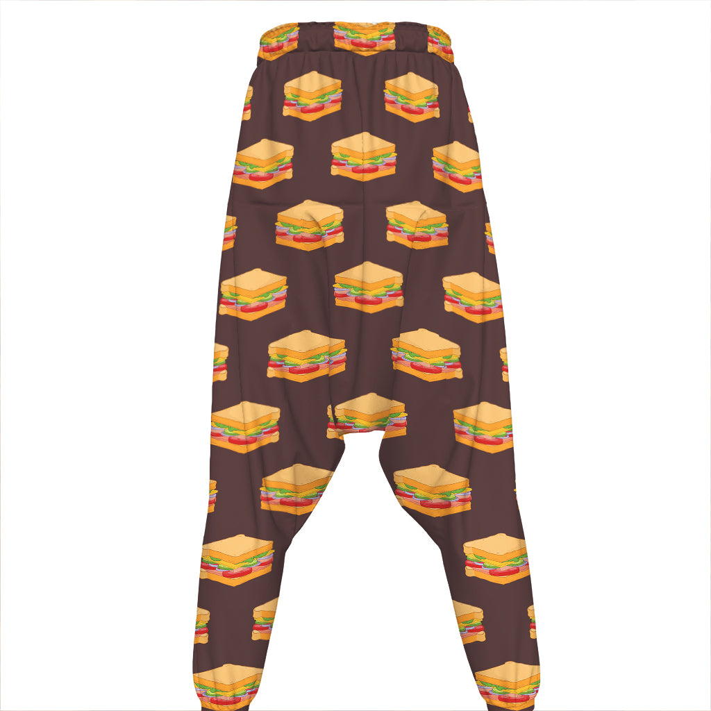 Brown Sandwiches Pattern Print Hammer Pants