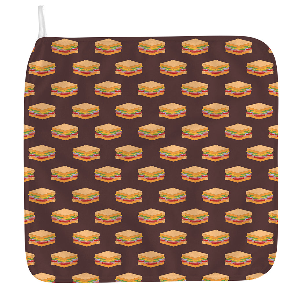 Brown Sandwiches Pattern Print Hand Towel