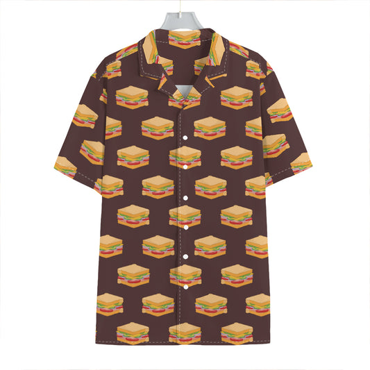 Brown Sandwiches Pattern Print Hawaiian Shirt