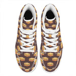 Brown Sandwiches Pattern Print High Top Leather Sneakers