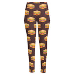 Brown Sandwiches Pattern Print High-Waisted Pocket Leggings