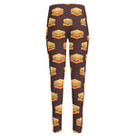 Brown Sandwiches Pattern Print High-Waisted Pocket Leggings