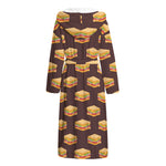 Brown Sandwiches Pattern Print Hooded Bathrobe