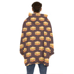 Brown Sandwiches Pattern Print Hoodie Blanket