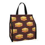 Brown Sandwiches Pattern Print Insulated Lunch Tote