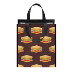 Brown Sandwiches Pattern Print Insulated Lunch Tote