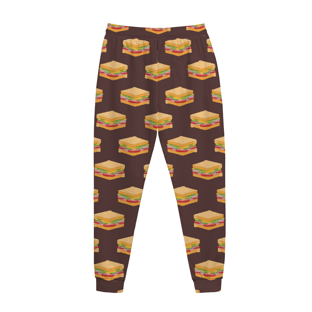 Brown Sandwiches Pattern Print Jogger Pants