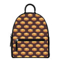 Brown Sandwiches Pattern Print Leather Backpack