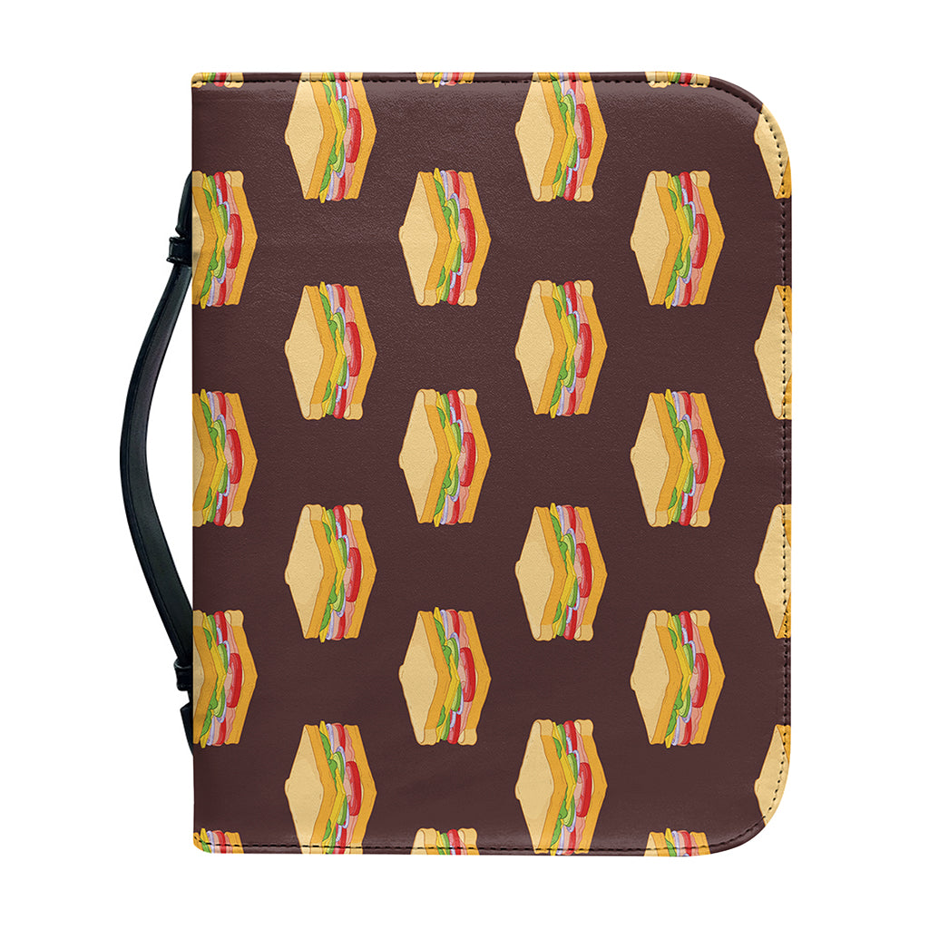 Brown Sandwiches Pattern Print Leather Bible Cover
