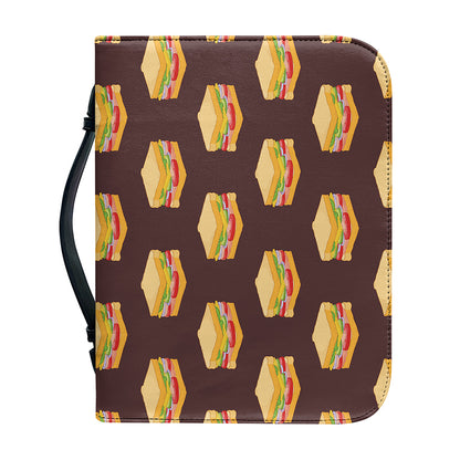 Brown Sandwiches Pattern Print Leather Bible Cover