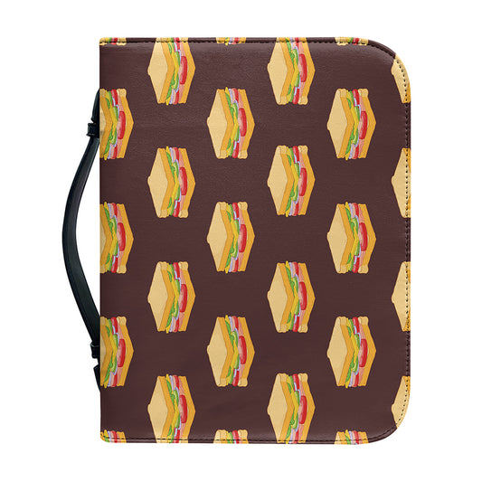 Brown Sandwiches Pattern Print Leather Bible Cover