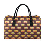 Brown Sandwiches Pattern Print Leather Duffle Bag
