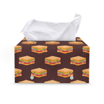 Brown Sandwiches Pattern Print Leather Tissue Box Cover