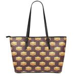 Brown Sandwiches Pattern Print Leather Tote Bag