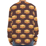 Brown Sandwiches Pattern Print Long Sleeve Baseball Jersey