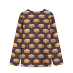Brown Sandwiches Pattern Print Long Sleeve Short Coat