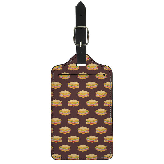 Brown Sandwiches Pattern Print Luggage Tag