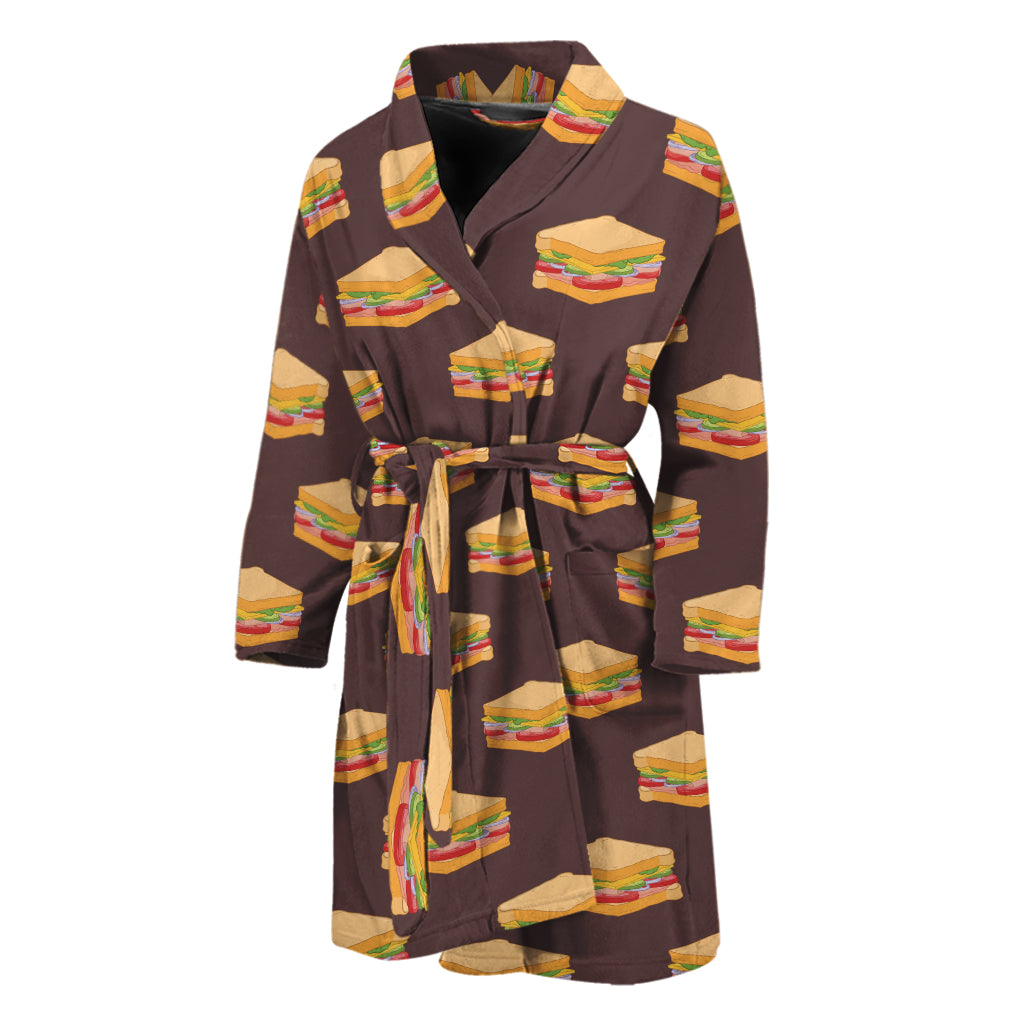 Brown Sandwiches Pattern Print Men's Bathrobe