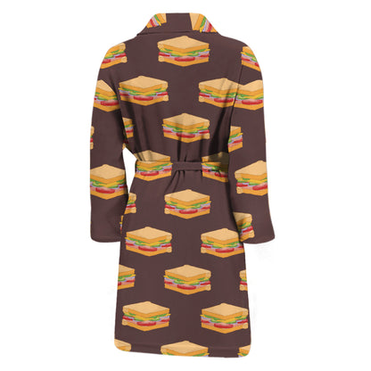 Brown Sandwiches Pattern Print Men's Bathrobe
