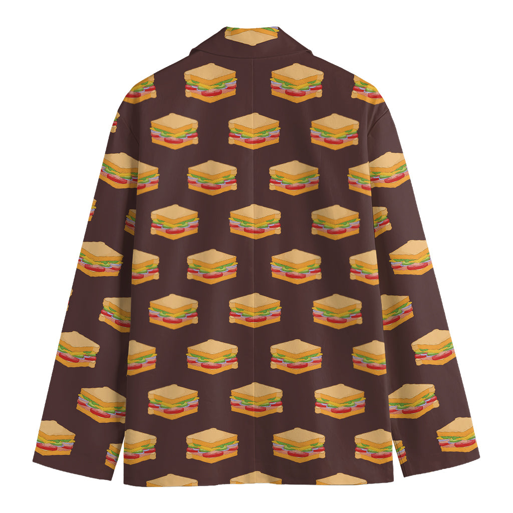 Brown Sandwiches Pattern Print Men's Blazer